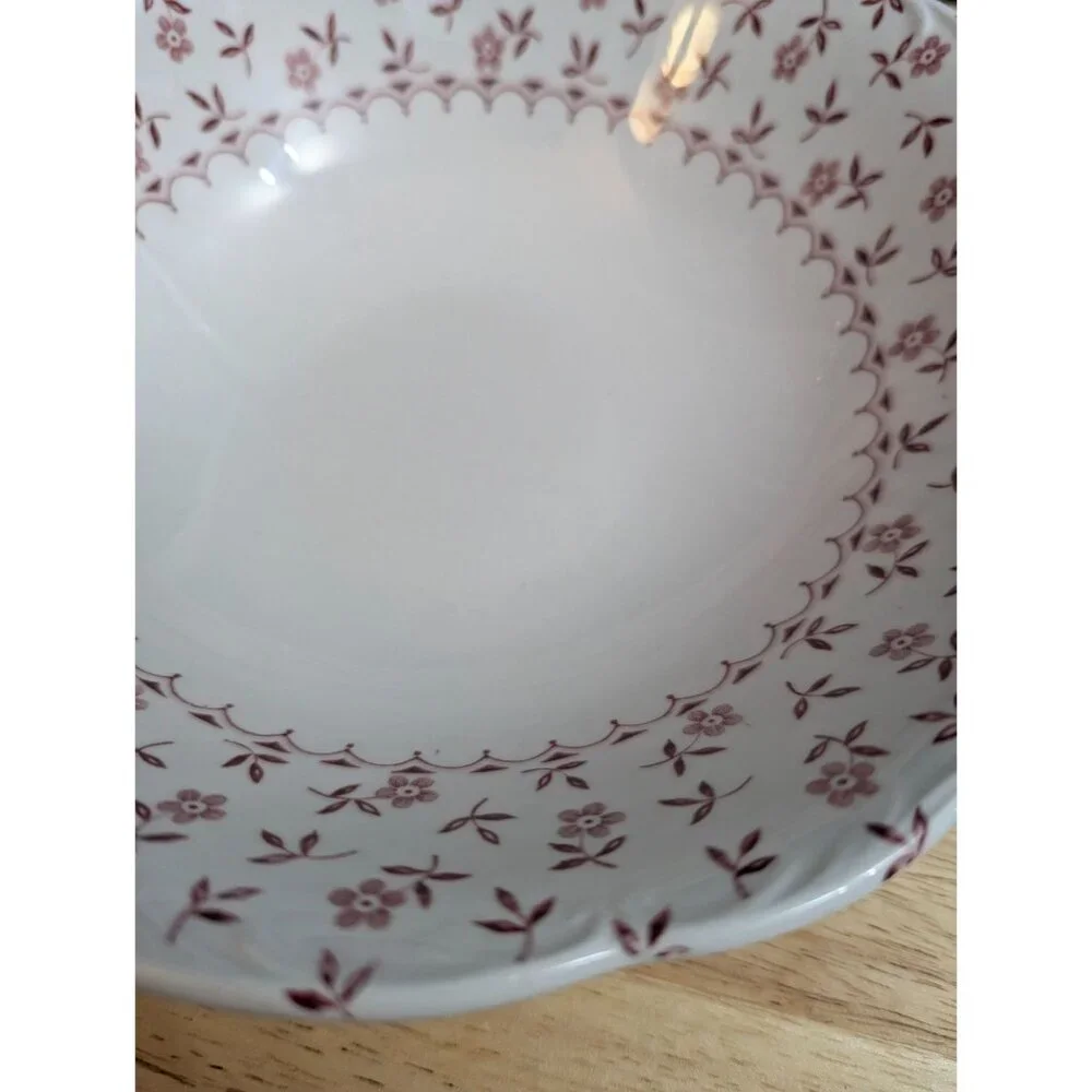 Meakin JEG Cornflower bowl pink flowers scalloped English Staffordshire 8 1/2 in